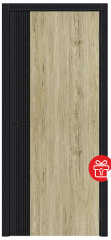 523 рустик натуральный/блэк Межкомнатные двери с алюминиевой кромкой